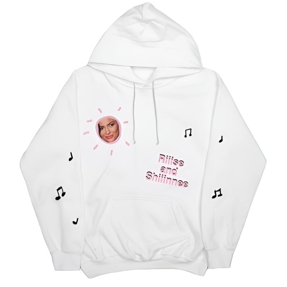 The Kylie Jenner Shop Womens Streetwear Rise N Shine Music Notes Fleece Hoodie M